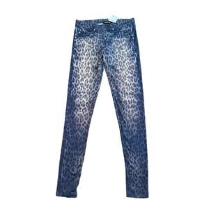 NWT Bebe Vintage Y2K Funky Leopard Screen Printed Denim Print Leggings S RARE